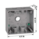 Sigma Engineered Solutions New Work 31 cu in Square Die-Cast Metal 2 gang Weatherproof Box Gray