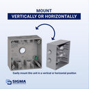 Sigma Engineered Solutions New Work 31 cu in Square Die-Cast Metal 2 gang Weatherproof Box Gray