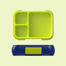 Bento-Style Lunch Box with Removable Divider - Navy Blue/Chartreuse