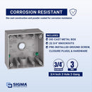 Sigma Engineered Solutions New Work 31 cu in Square Metallic 2 gang Weatherproof Box Gray