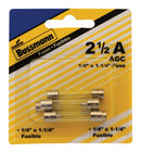 Bussmann 2-1/2 amps Fast Acting Glass Fuse 5 pk, Pack of 5