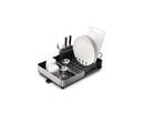 Extend Steel Expandable Dish Rack with Draining Spout - Gray: Stainless Steel & Plastic Drying Rack