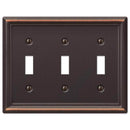 Amerelle Chelsea Aged Bronze 3 gang Stamped Steel Toggle Wall Plate 1 pk