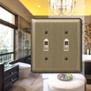 Amerelle Devon Brushed Brass 2 gang Stamped Steel Toggle Wall Plate 1 pk