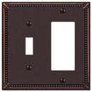 Amerelle Imperial Bead Aged Bronze 2 gang Die-Cast Metal Toggle Wall Plate 1 pk