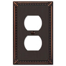 Amerelle Imperial Bead Aged Bronze 1 gang Die-Cast Metal Duplex Wall Plate 1 pk