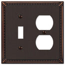 Amerelle Imperial Bead Aged Bronze 2 gang Die-Cast Metal Toggle Wall Plate 1 pk