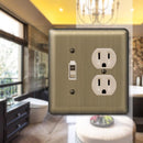 Amerelle Devon Brushed Brass 2 gang Stamped Steel Duplex/Toggle Wall Plate 1 pk