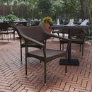 Commercial Grade PE Rattan Stacking Patio Chairs - Gray