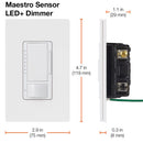 Lutron Maestro White 150 W Motion Sensor Dimmer Switch 1 pk