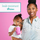 Silicone Sippy Cup with Straw & Handle - Cotton Candy