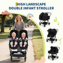 Side by Side Double Stroller for Twins - Black