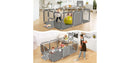 4-Panel Baby Playpen Portable Playard with Basketball Hoop - Gray