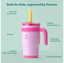 14oz 2pk Coldee Kids Mugs with Spill-Proof Straw Pink: Stainless Steel, Leakproof, Dishwasher-Safe, Ages 3+