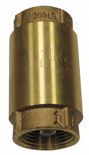 Campbell Check Valve, 1 1/2 in, Single, Inline Spring, Brass, FNPT x FNPT - CV-6TLF