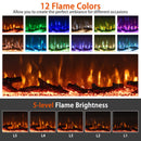 36/40/50/60 Inch Wide 3-Sided Electric Fireplace Insert With Remote Control and 12 Flame Colors-60 Inch
