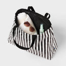 Water Resistant Reversible Tote Bag - Black/White Stripe