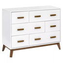 Scoot 6-Drawer Dresser in White/Natural Walnut