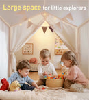 Kids Play Tent with Padded Mat and Lights - Beige