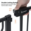 Adjustable Baby Gate with Cat Door - Black
