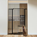 Extra Tall Pet Gate with Adjustable Cat Door - Black