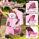 3 Wheel Pet Stroller for Small Dogs and Cats - Pink