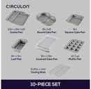 10pc Total Nonstick Bakeware Set Gray
