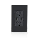 Leviton Decora 20 amps 125 V Black Outlet and USB Charger 5-20R 1 pk