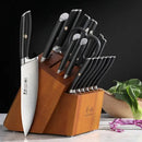 17-Piece German Steel Forged Knife Set - Natural Wood