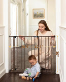 28.9-42.1" Baby Gate with Door for Dogs, 30" Tall Pressure Mounted Dog Gates - Brown