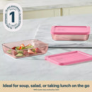 Glass Lidded Rectangle Storage Set - Pink