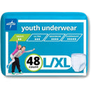 Drytime Disposable Protective Youth Underwear, Large/XL, 12 Count (Pack of 4)