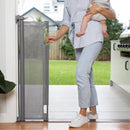 71" Wide x 41" Tall Retractable Baby Gate - 3123 - Gray