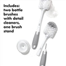 Bottle Brush Set with Nipple Cleaner and Stand - Gray