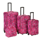 Nairobi 4pc Expandable Softside Checked Luggage Set - Pink Bandana