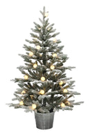Santas Forest 33905 Snowy Spruce Potted Tree w/Light, 4 ft H, G40 Bulb, Multi/Clear Light