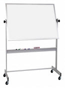 MooreCo Gloss-Finish Porcelain Dry Erase Board, Mobile/Casters, 48"H x 60"W, White - 668AF-DD