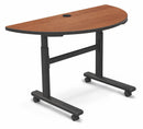 MooreCo Half Round Mobile Training Table, Amber Cherry, 48 inW x 24 in Depth - 90315-7919-BK