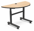 MooreCo Half Round Mobile Training Table, Fusion Maple, 48 inW x 24 in Depth - 90315-7909-BK
