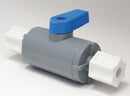 Top Brand Ball Valve, PVC, Inline, 1-Piece, Pipe Size 1/4 in, Connection Type Comp. x Comp. - PVC 638-4CJ4CJ-F