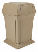 Rubbermaid 45 gal Square Trash Can, Plastic, Beige - FG917188BEIG