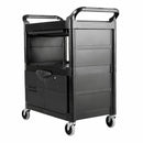 Rubbermaid Enclosed Service Cart, 200 lb. Load Capacity, HDPE, Black, Thermoplastic Rubber Caster Material - FG345700BLA