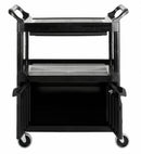 Rubbermaid Enclosed Service Cart, 200 lb. Load Capacity, HDPE, Black, Thermoplastic Rubber Caster Material - FG345700BLA