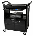 Rubbermaid Enclosed Service Cart, 200 lb. Load Capacity, HDPE, Black, Thermoplastic Rubber Caster Material - FG345700BLA