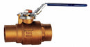 Milwaukee Valve Ball Valve, Brass, Inline, 2-Piece, Pipe Size 1 1/4 in, Connection Type Sweat x Sweat - 1-1/4" BA-485BLL