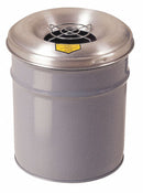 Justrite 4 1/2 gal Cigarette Receptacle Drum, 14 1/4 in Height, 12 1/4 in Base Dia., Metal, Gray - 26624G