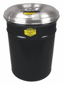 Justrite 6 gal Cigarette Receptacle Drum, 17 3/4 in Height, 12 1/4 in Base Dia., Metal, Gray - 26626G