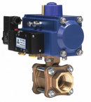 Dynaquip 1 in Double Acting Pneumatic Actuated Ball Valve, 3-Piece - PVA65AMDA052A