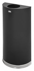 Rubbermaid 12 gal Half-Round Fire-Resistant Trash Can, Metal, Black - FGSO1220PLBK