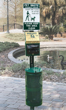 Dogipot 10 gal Round Pet Waste Station, Metal, Green - 1003-L